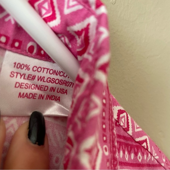 Panhandle Girls' Aztec Pink White Stripe Western shirt button down Size Large - Picture 4 of 6